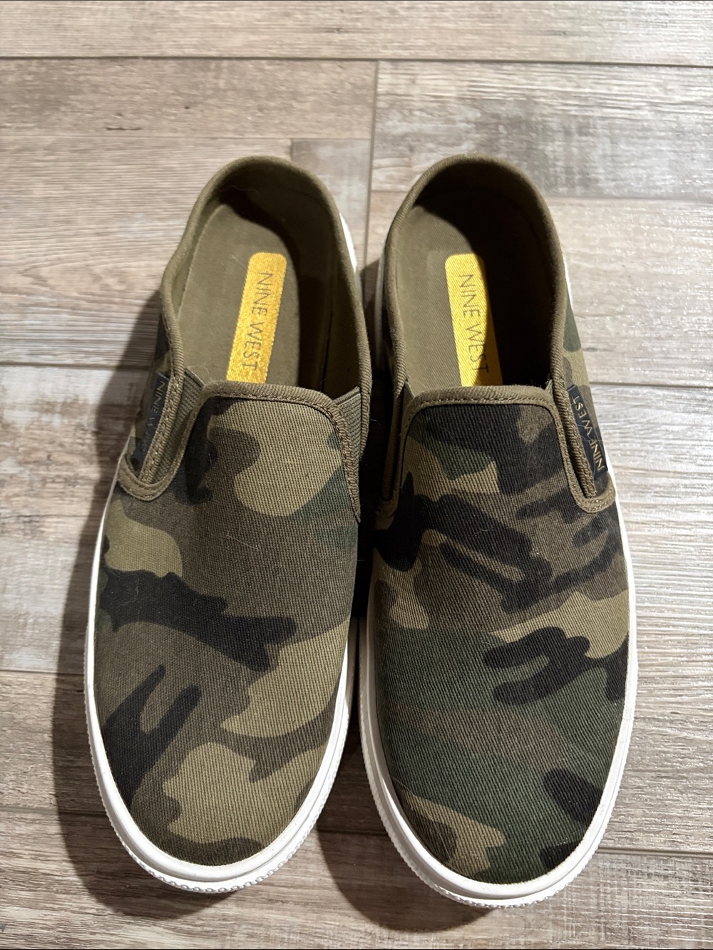 Nine West Olive Camo Slip-On Loafers